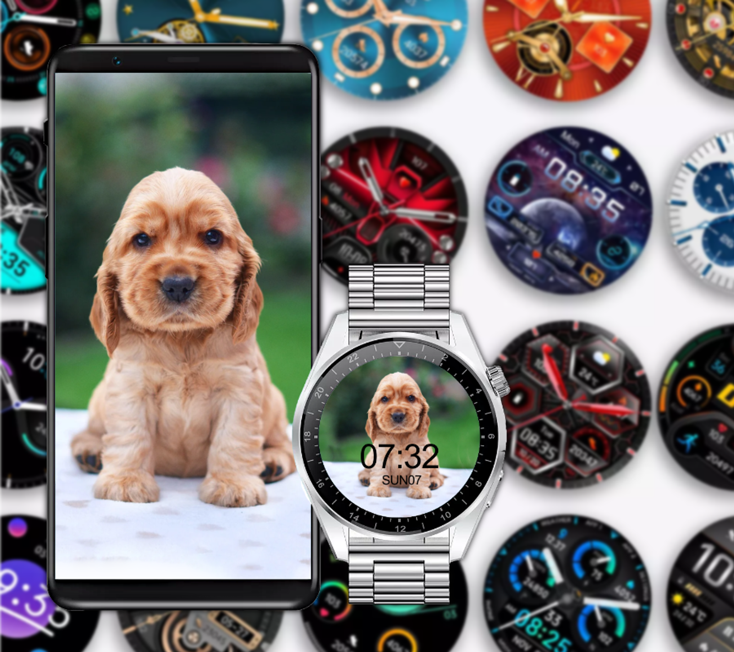 Zegarek Smartwatch Rubicon zestaw z paskiem i bransoletą Rozmowy telefoniczne.webp